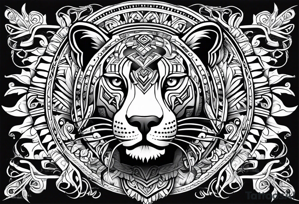 aztec jaguar tribal tattoo idea