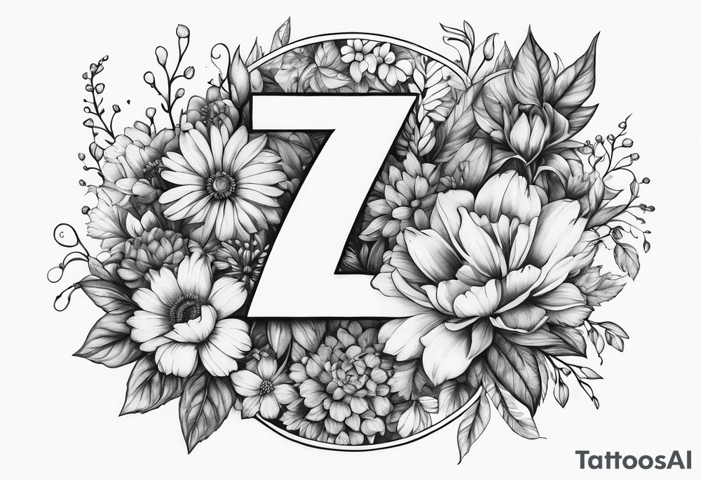 The number seven surrounded by colorful flowers tattoo idea The number seven surrounded by colorful flowers tattoo idea