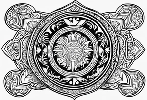 Filipino sun, Filipino Polynesian style, surname Reyes Espina, not vulgar, family crest round shape that looks good on a wrist or bicep, not traditional American tribal, family, love tattoo idea