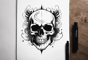 skull with smoke on top tattoo idea