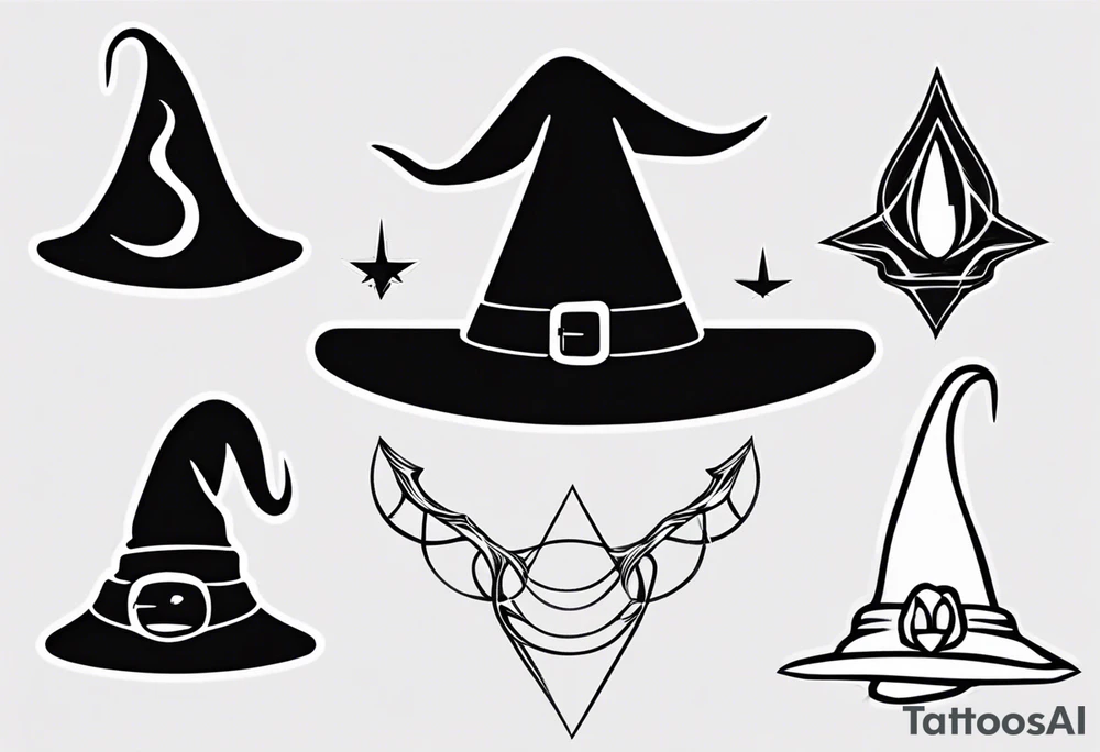 White and simple witch hat tattoo idea