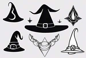 White and simple witch hat tattoo idea