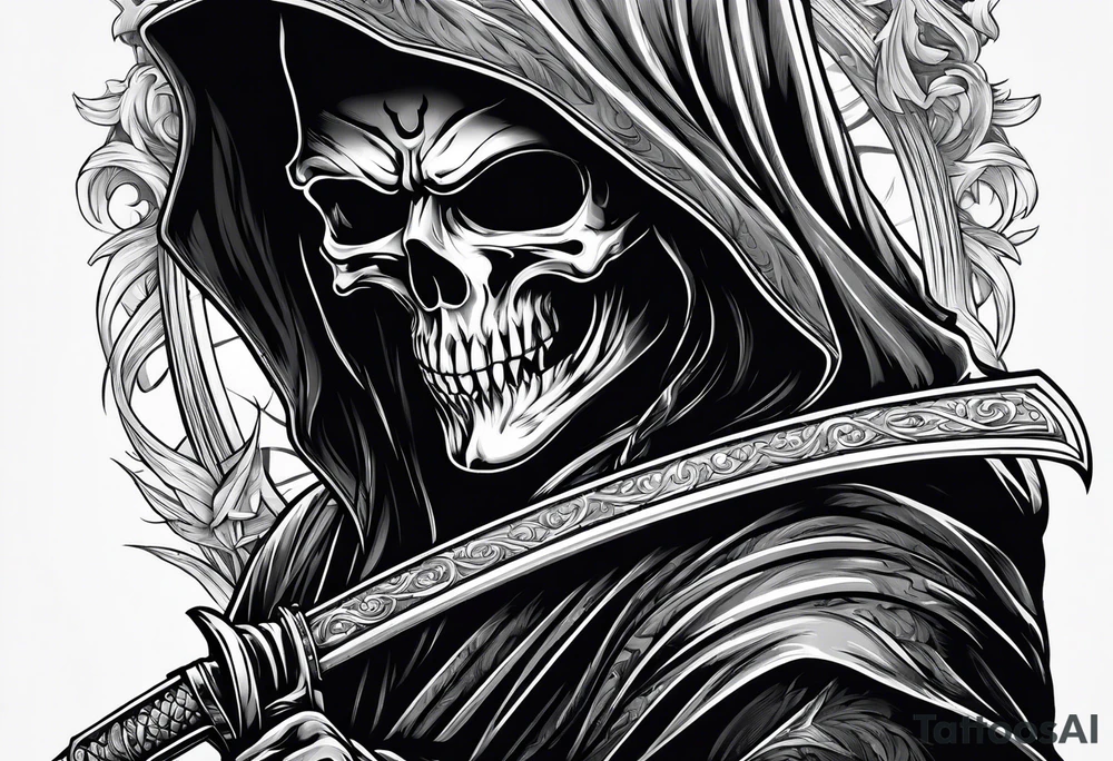 grim reaper with katana tattoo idea