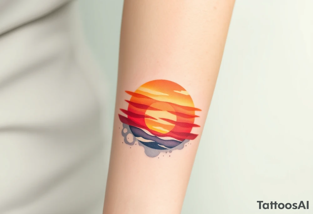 A realistic sunset tattoo idea