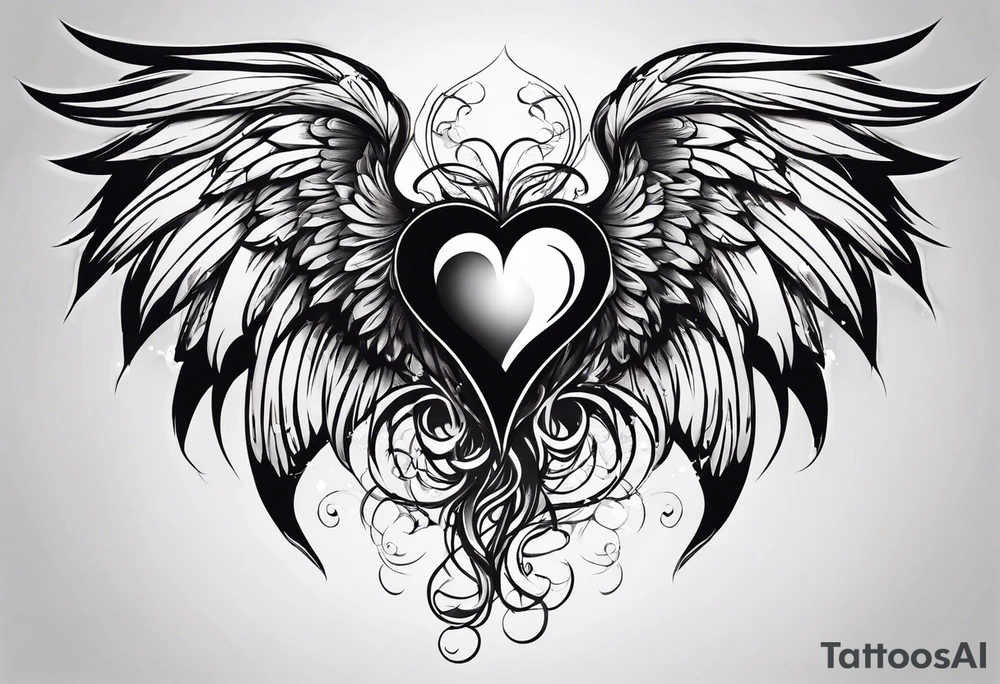 devilish heart angelish wings tattoo idea