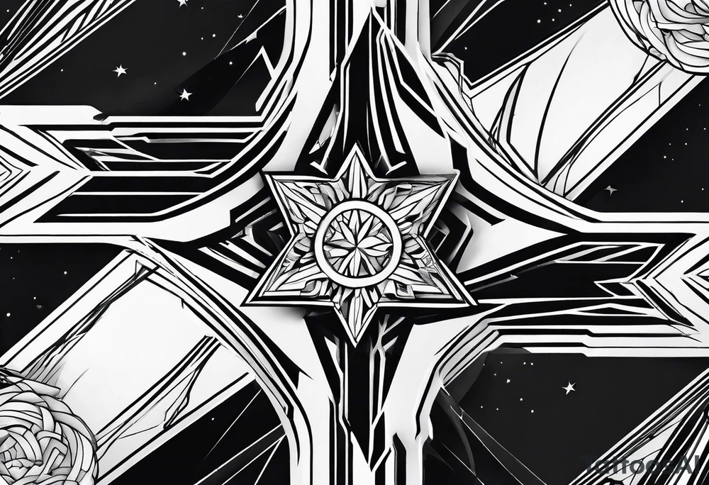 abstract line shaped star tattoo idea