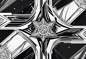 abstract line shaped star tattoo idea