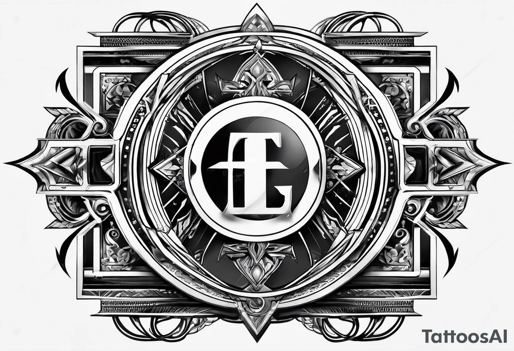 Futuristic logo with letters eegj tattoo idea