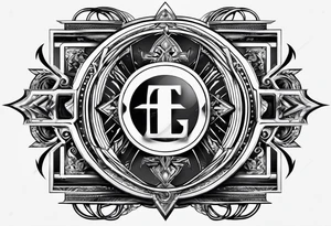 Futuristic logo with letters eegj tattoo idea