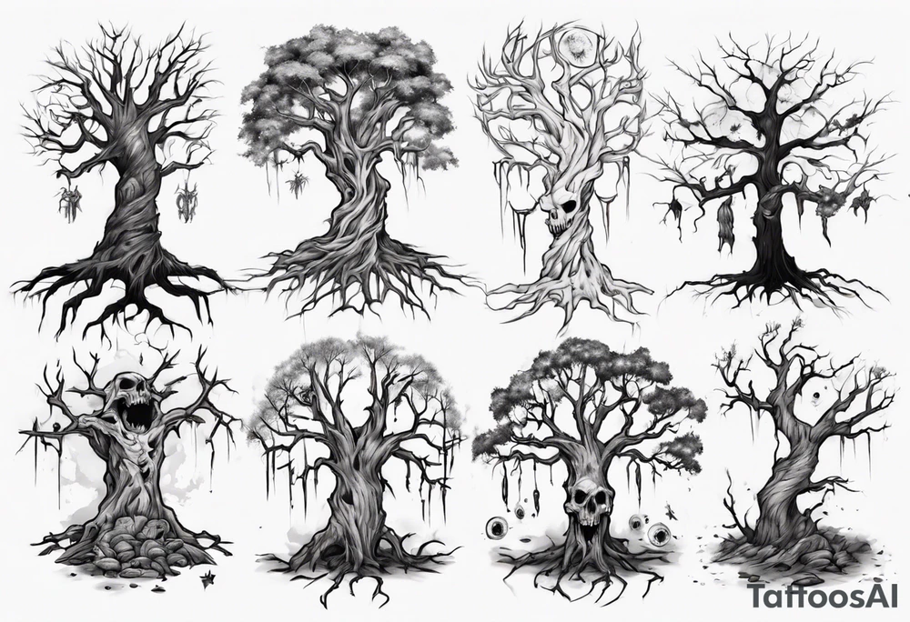 Undead tree tattoo idea