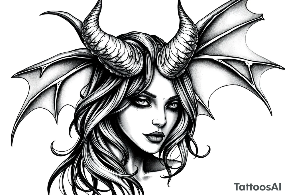 Gothic demon girl tattoo idea