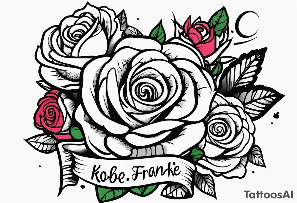 Roses with my children’s names incorporated Kobe Frankie Brooklyn tattoo idea