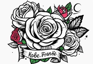 Roses with my children’s names incorporated Kobe Frankie Brooklyn tattoo idea