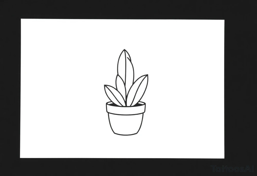 cute cacti and succulent in a pot tattoo idea