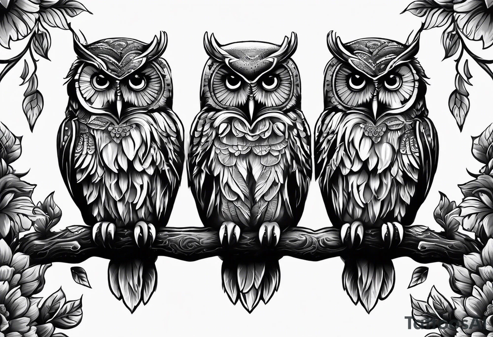 Owls 
Hear no evil, see no evil, speak no evil tattoo idea