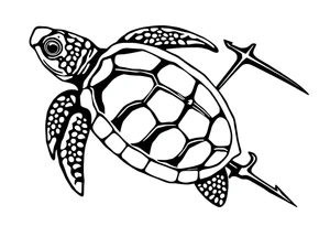 Turtle with a trident tattoo idea