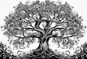 Family tree with the names Kyle Peter Lori tattoo idea
