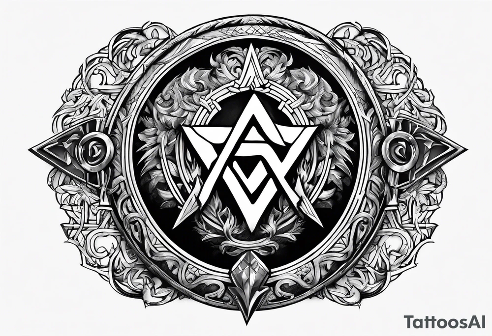 Valhalla  round 
shield axe sword valknut tattoo idea