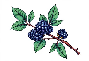 American traditional style Blackberry branch to wrap around an arm tattoo idea