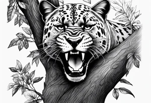panther on a tree tattoo idea