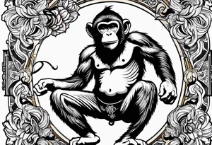 fulj body jumping monkey traditional art tattoo idea