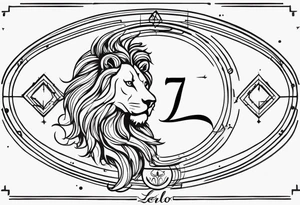 A tattoo in delicate style, so gentle. The symbol zodiac sign, Leo. The sketch should include fire, something delicate like that, and the numbers 7 and 8. Without a lion. tattoo idea