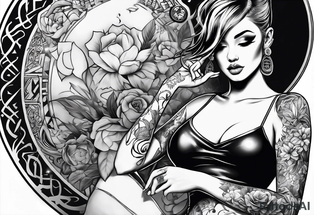 girl with tattoos smoking,full body tattoo idea