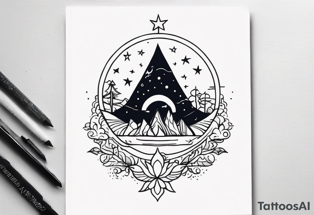 small minimalistic spiritual motive night tattoo idea