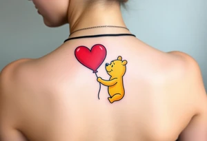 Winnie the pooh with a huge 
heart balloon tattoo idea