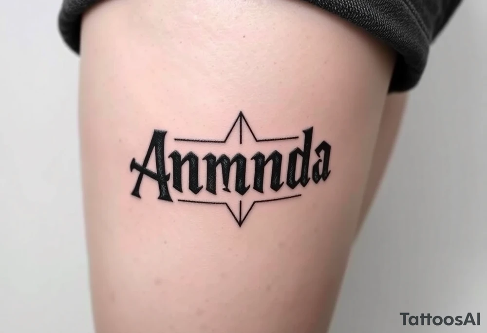 Name Amanda with Harry Potter theme tattoo idea