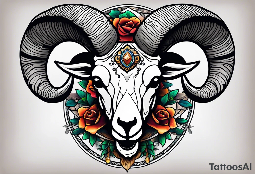 Big horn sheep skull tattoo idea