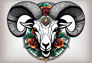 Big horn sheep skull tattoo idea