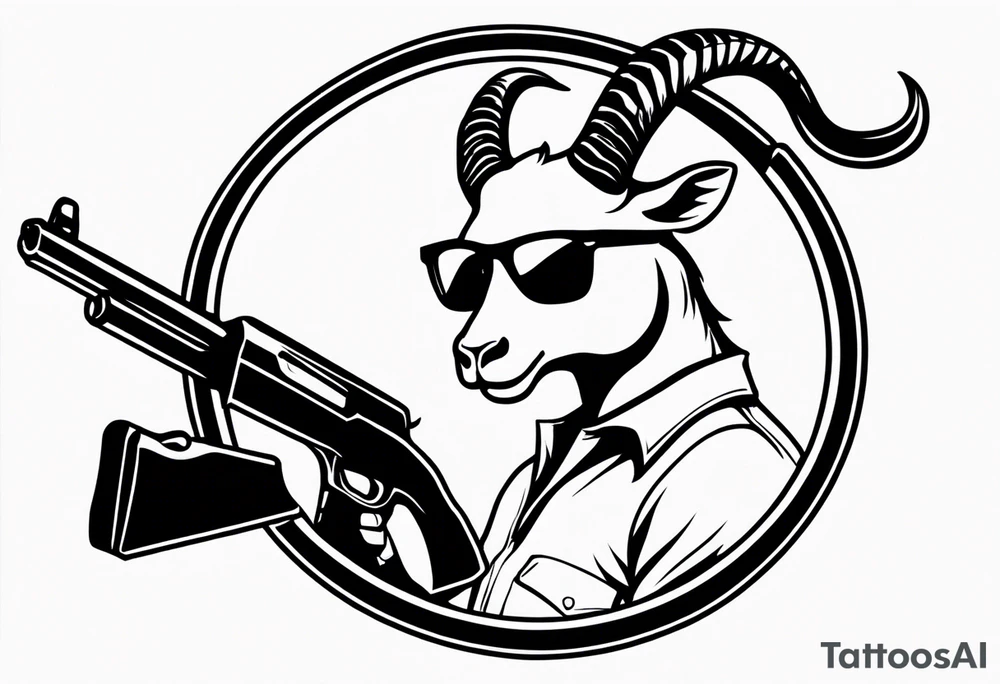 capricorn with sunglasses and a shotgun tattoo idea