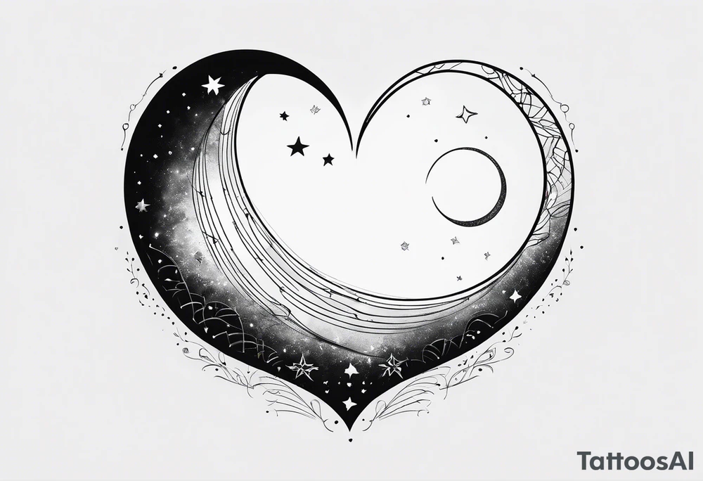 minimalistic Crescent moon with a love heart inside tattoo idea minimalistic Crescent moon with a love heart inside tattoo idea