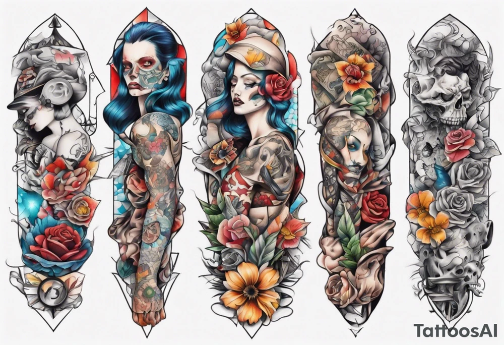 patchwork tattoo for full arms tattoo idea