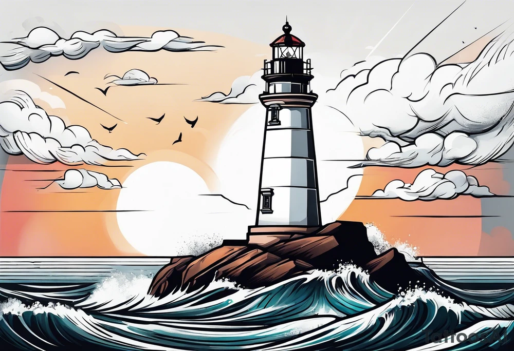 lighthouse, framed, minimalism tattoo idea