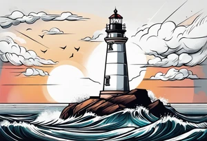 lighthouse, framed, minimalism tattoo idea