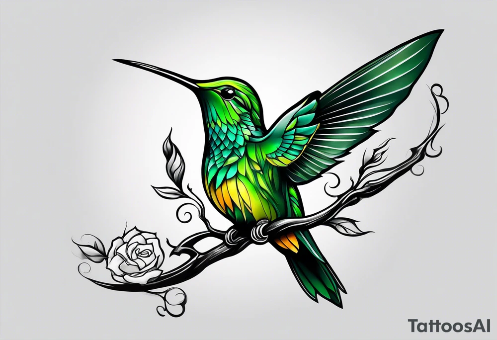 green hummingbird sad tattoo idea