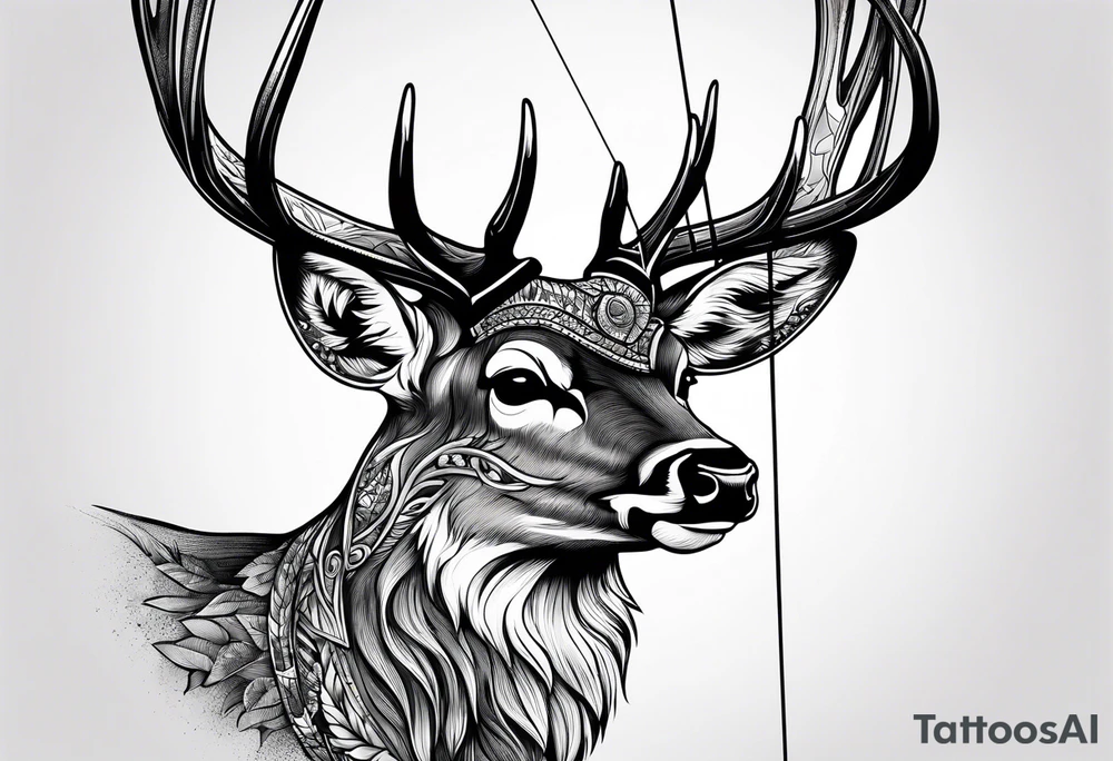Recurve bow and arrow, deer tattoo idea