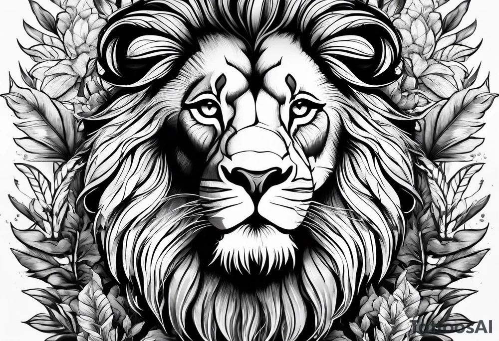 Lion in jungle tattoo idea