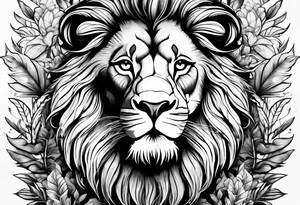 Lion in jungle tattoo idea
