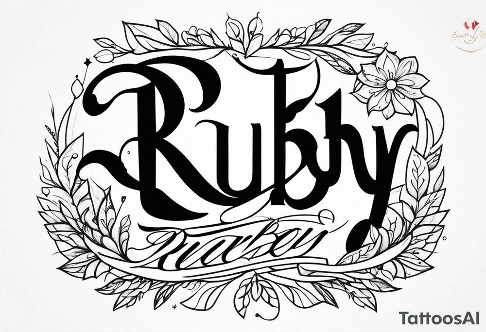 Generate a pretty tattoo with the name of: Ruby tattoo idea