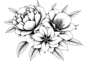 peonies and lilies with medusa tattoo idea
