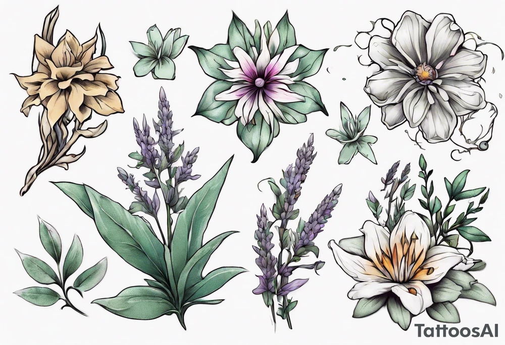 Pratical Magic flowers sage pretty tattoo idea