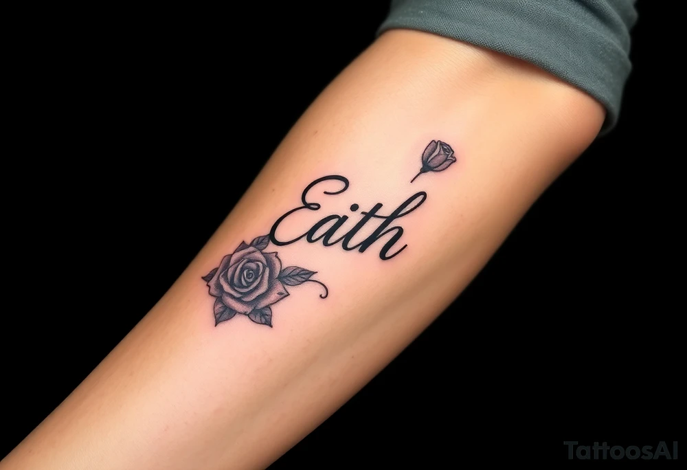 Edith tattoo with a cursive e with a rose half-sleeve tattoo idea