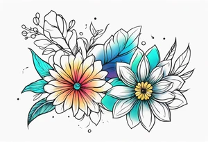 Colorful flower half arm sleeve tattoo idea