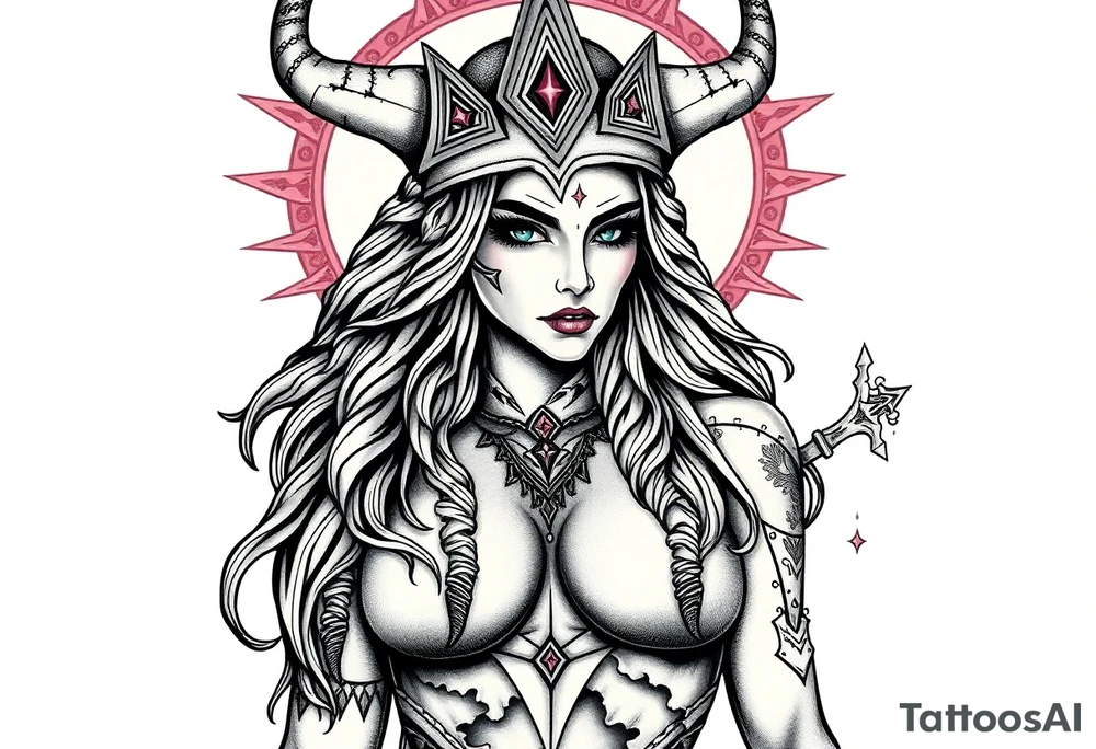 Viking goddess sexy full body tattoo idea
