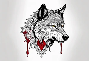 black wolf with blood in mouth tattoo idea