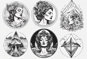 Roman goddess with mountains tattoo idea