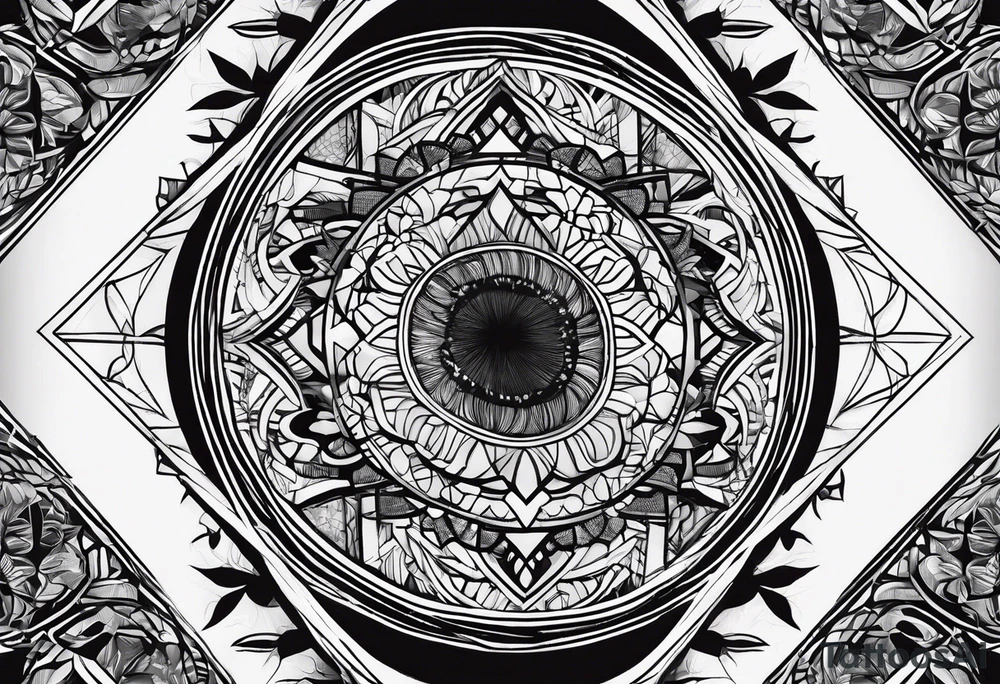 Wald silhouette mit Geometric Muster im Hintergrund tattoo idea